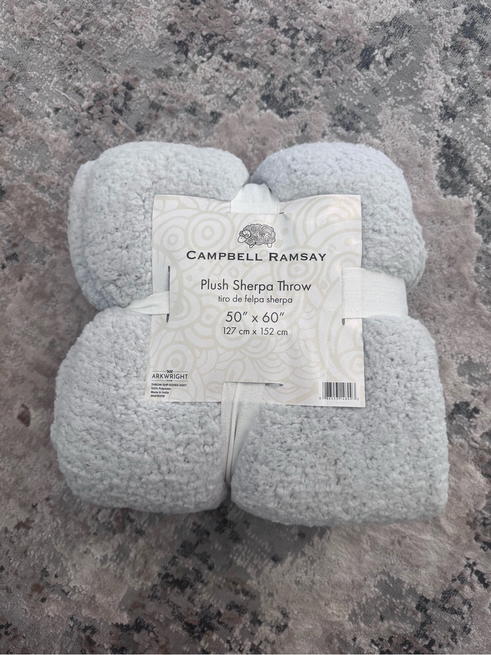 Plush Sherpa Throw in Light Gray